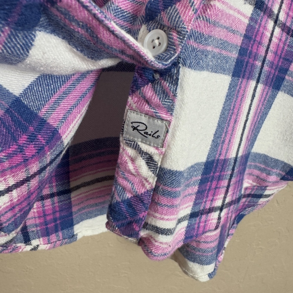 Rails Hunter Button Down In White Denim Berry - image 8